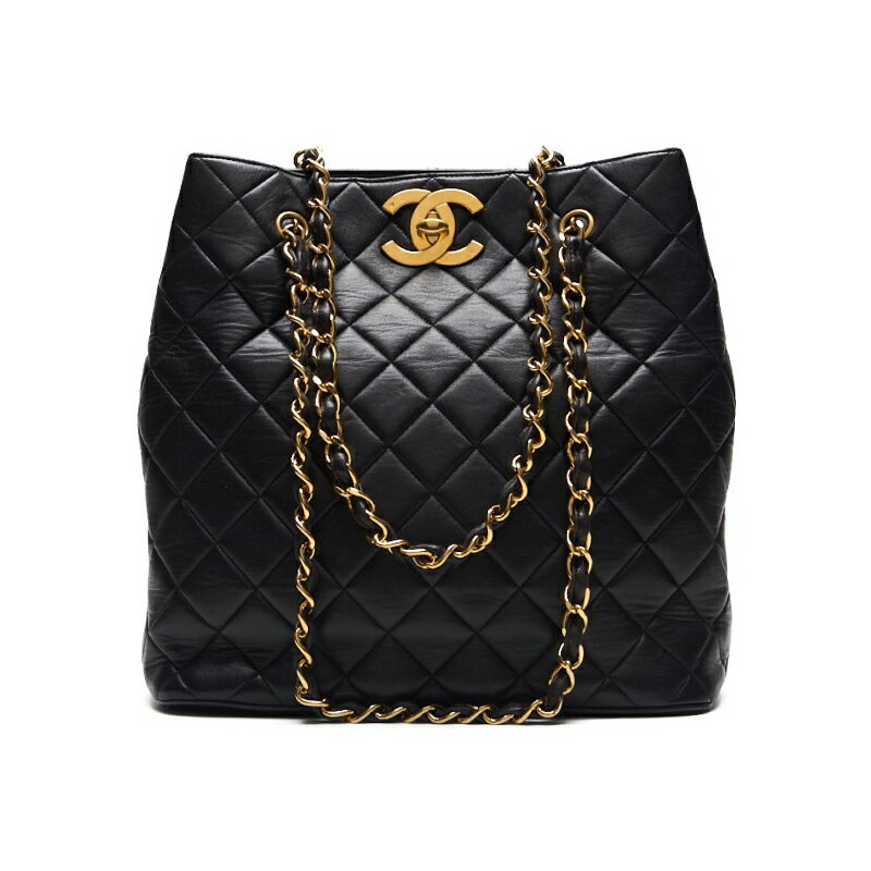 CHANEL【シャネル】マトラッセ デカココ ターンロック ダブルチェーンショルダー ラムスキン 黒（ゴールド金具） ショルダーバッグ ミニショルダーバッグ レディースバッグ レディースショルダーバッグ ハイブランド【中古】【送料無料】