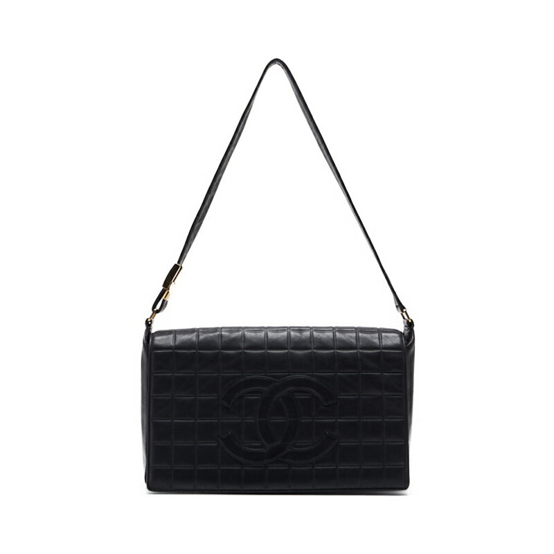 CHANEL【シャネル】チョコバー マグネットロック ワンショルダーバッグ ラムスキン 黒（ゴールド金具） ショルダーバッグ レディースショルダーバッグ レディースバッグ ハイブランド【中古】【送料無料】【SS】