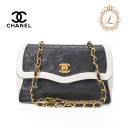 CHANEL シャネル ミニマトラッセ デザインフラップ バイカラー チェーンショルダー ラムスキン 黒×白(ゴールド金具) ショルダーバッグ レディースショル...
