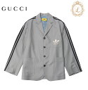 【返品可】GUCCI グッチ 23SS アディダス コラボ ロゴマーク テーラード ジャケット アウター 48 グレーブランド アパレル