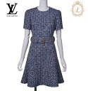 【返品可】LOUIS VUITTON ルイヴィトン モノグラム ツイード ワンピース ドレス 36 ブルーブランド アパレル