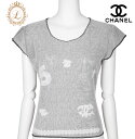 【返品可】CHANEL シャネル ココマーク No5 レース トップス 42 白 Tシャツ 半袖 カットソー ブランド アパレル