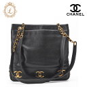 CHANEL シャネル ショルダーバッグ トートバッグ トリプルココ ダブルチェーンショルダー キャビアスキン 黒 ゴールド金具 レディースバッグ ブランド【中...