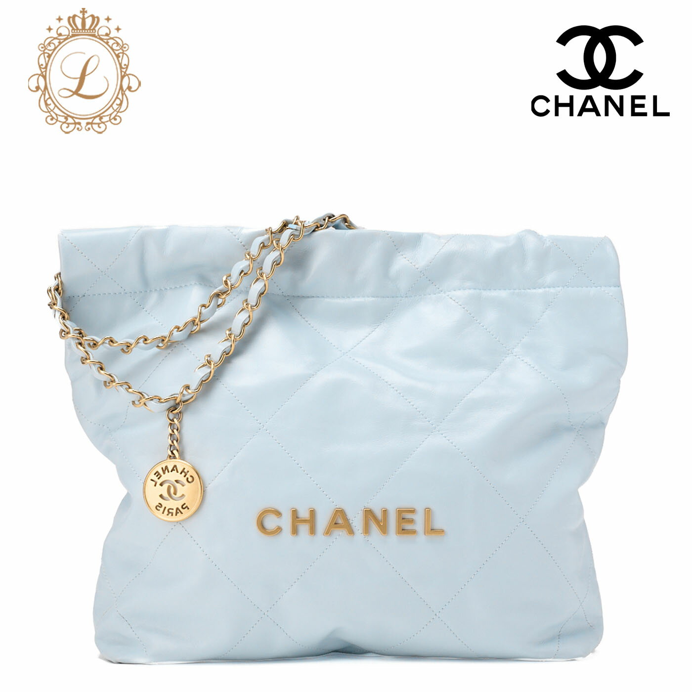 CHANEL シャネル シャネル22 カーフスキン 　ミント　 巾着 　チェーンショルダーバッグ（ゴールド金具） レディース【中古】【送料無料】のサムネイル