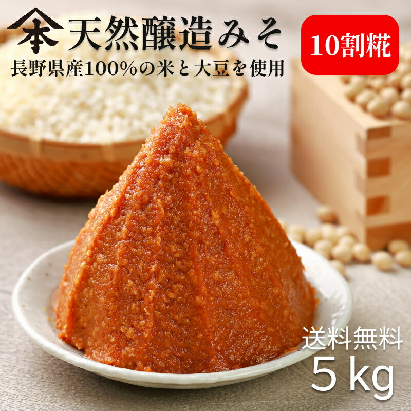 山本屋糀店 天然醸造10割糀みそ5kg味噌 みそ 信州味噌 天然醸造 米みそ 送料込 国産大豆100% 国産米100% 手作り 味噌汁 みそ汁 鍋 長野 調味料 食品