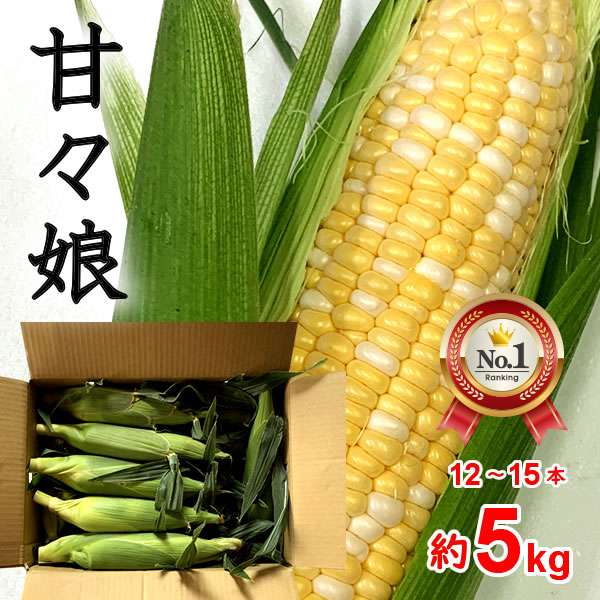 父の日 とうもろこし かんかんむすめ トウモロコシ 甘々娘 山梨県産 L〜2L 12〜15本入 約5kg 送料無料 ※一部地域を除く