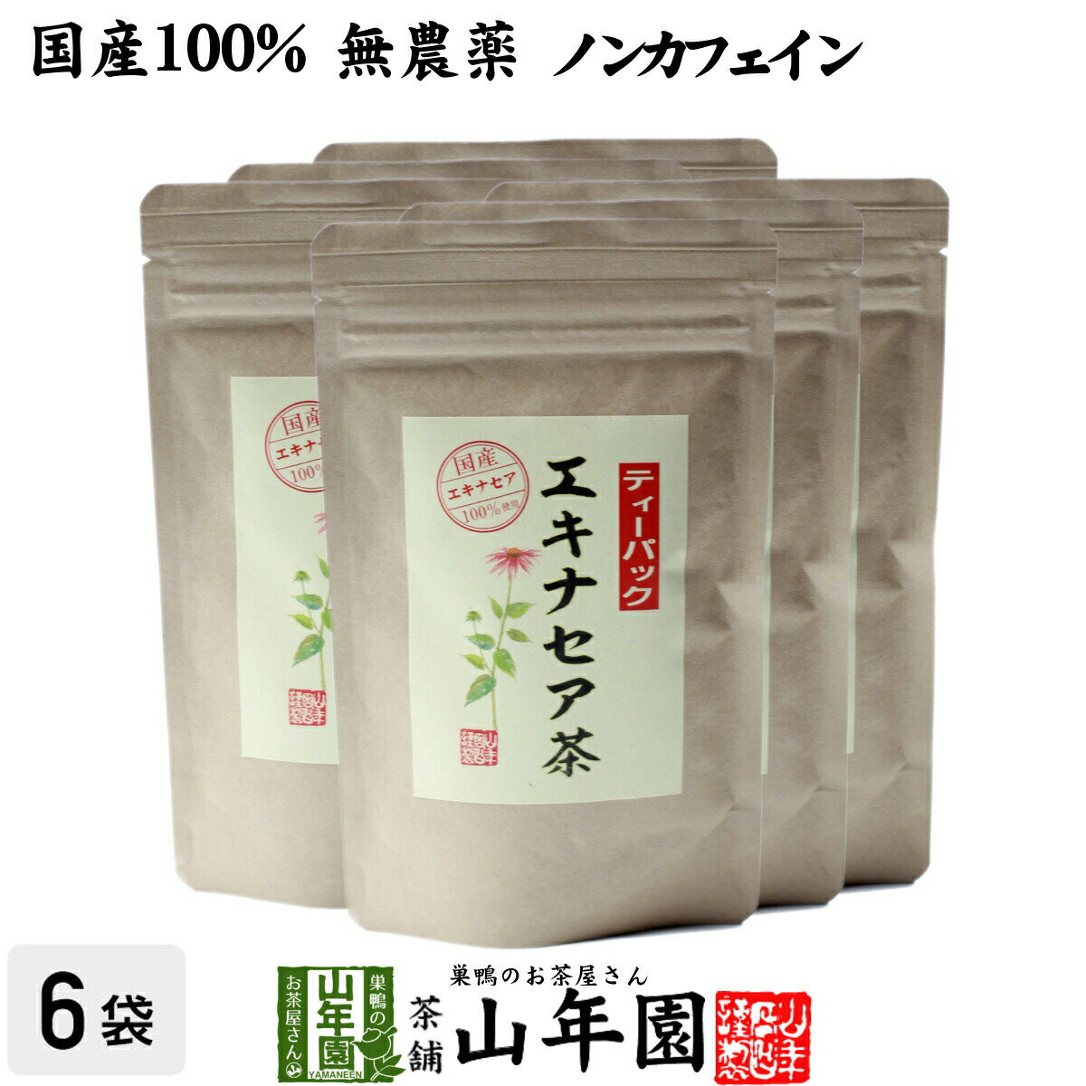 【国産 100%】エキナセア茶 2g×10パック×6袋セット ノンカフェイン 鳥取県または熊本県産 無農薬 送料無料 ハーブティー エキナセア お茶 エキナセアティー 健康茶 妊婦 ダイエット サプリ 苗 ギフト プレゼント お中元 敬老の日 プチギフト 2022 内祝い お返し