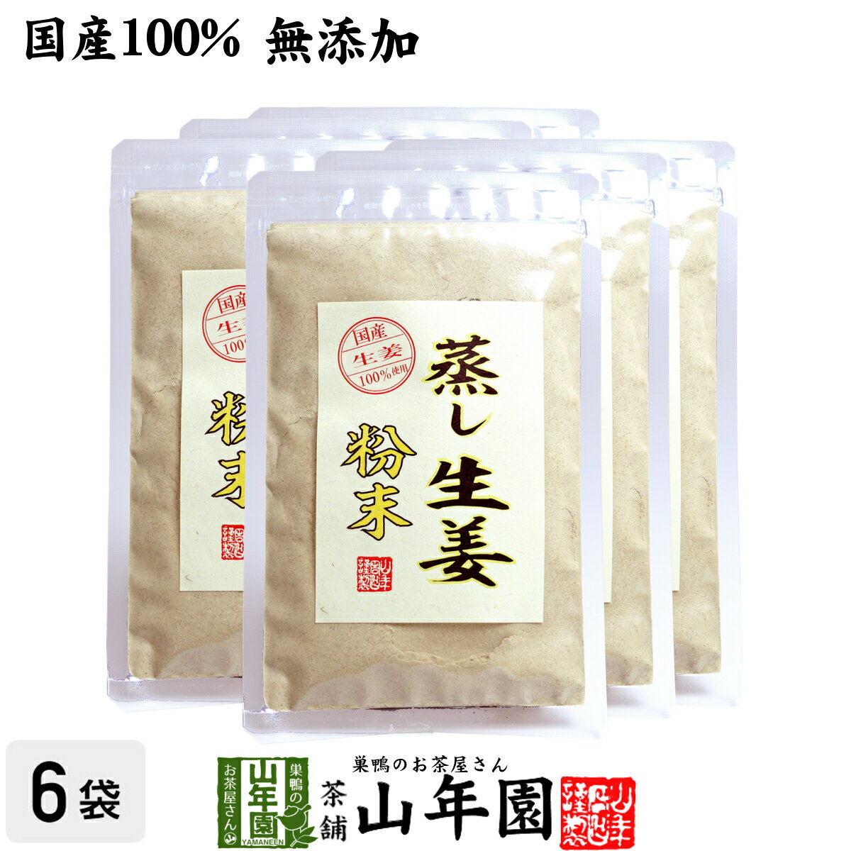 【国産 無添加 100%】【30分間蒸した生姜のみ使用】蒸し生姜 粉末 45g×6袋セット 熊本県産 送料無料 蒸ししょうが 蒸しショウガ パウダー 粉末 健康...