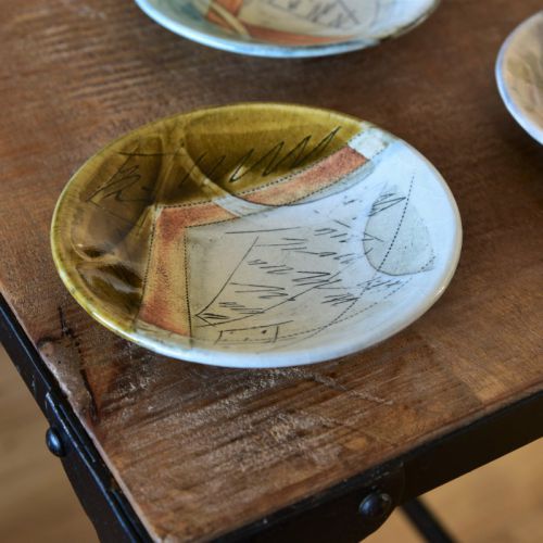 モダニズム 小皿(兼ソーサー) 琥珀(こはく) 日本製 美濃焼 和食器 丸皿 丸プレート