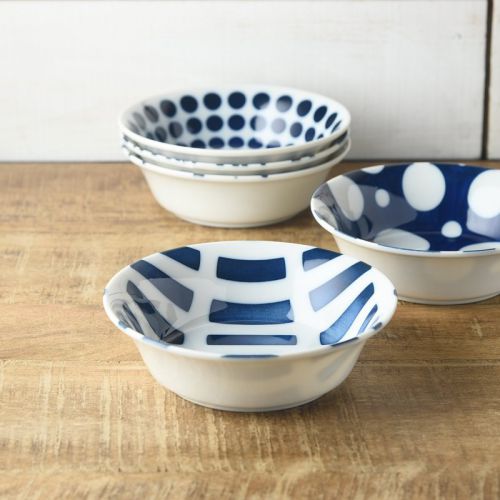 藍ブルー 15cmサラダボウル リピート 日本製 美濃焼 洋食器 丸皿 丸プレート