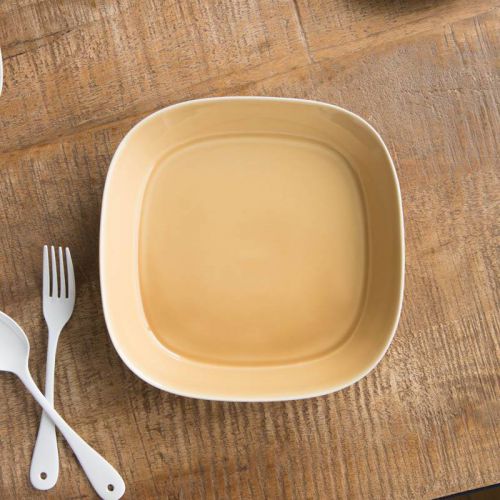 小田陶器 Prairie(プレーリー) プレートL マスタード 日本製 美濃焼 洋食器 角皿 スクエアプレート 角プレート 四角皿