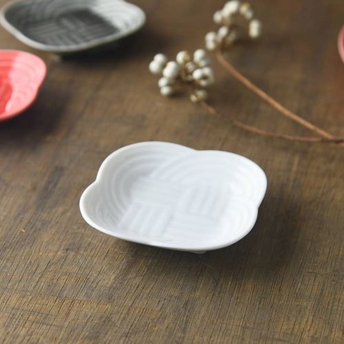 小田陶器 結(musubi) 9cm豆皿 白 日本製 美濃焼 和食器 長皿 変形皿 ロングプレート