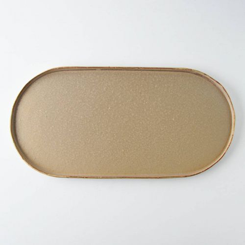 寿山窯 branche ブランシュ 32cmプレート (オーバル) モカ 日本製 美濃焼 洋食器 長皿 変形皿 ロングプレート