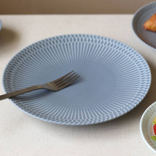 小田陶器 さざなみ 24cm皿 ブルーグレー 日本製 美濃焼 和食器 丸皿 丸プレート