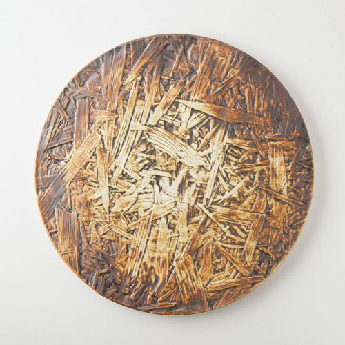 木肌 26丸フラットプレート ウッドブラウン 日本製 美濃焼 和食器 丸皿 丸プレート Re食器 SDGs リサイクル サステナブル