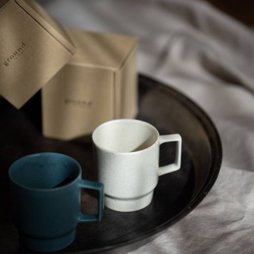 晋山窯ヤマツ ground_grip スタッキングマグカップ オートミル 日本製 美濃焼 洋食器 マグカップ ティ..