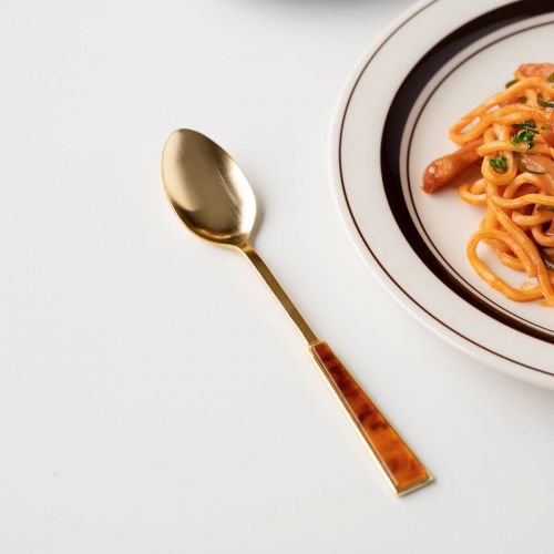 アクリルカトラリー P ベッコウ デザートスプーン GD 日本製 燕三条 洋食器