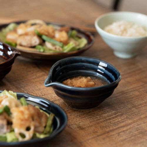 asumi(彩澄) 渦紋片口小鉢 ネイビー 日本製 美濃焼 和食器 ボウル 鉢 Re食器 SDGs リサイクル サステナブル