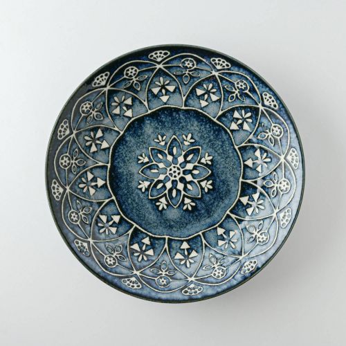 M-mode マルサン近藤 Moroccan-モロッカン- カレーパスタ(20.5cm) ネイビー 日本製 美濃焼 洋食器 カレー皿 パスタ皿 パスタプレート