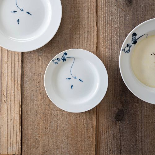 水中たんけん 釣り 16.5cmリムプレート 日本製 美濃焼 洋食器 丸皿 丸プレート