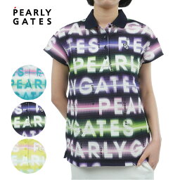 【PEARLY GATES】レディースボーダージャガードプリント 半袖ポロシャツ ＜スピードグラデ柄＞