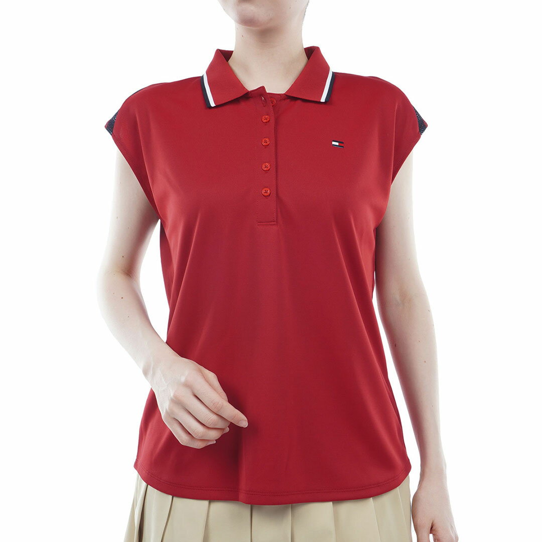 【40%OFF】【正規販売店】[Tommy Hilfiger Golf] トリコロール フレンチスリーブシャツ ゴルフウェア シャツ レディース ゴルフ 吸水速乾 通気性 涼しい 速乾 清涼感 UVカット 紫外線 日よけ 日焼け防止 トミー ヒルフィガー ゴルフ THLA409 ヤマニゴルフ