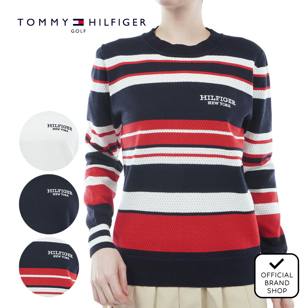 【30%OFF】【正規販売店】[TOMMY HILFIGER GOLF] クルーネック メッシュセーター ゴルフウェア セーター ニット レディース ゴルフ ウェア おしゃれ 長袖 春夏 トミー・ヒルフィガー THLA416 ヤマニゴルフ