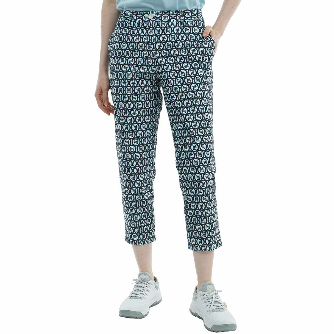 【40%OFF】【正規販売店】[Tommy Hilfiger Golf] シアサッカー モノグラムカプリパンツ ゴルフウェア パンツ ボトムス レディース ゴルフ ウェア ストレッチ ハイテンション ウエストゴム クロップド丈 トミー ヒルフィガー ゴルフ THLA436 ヤマニゴルフ