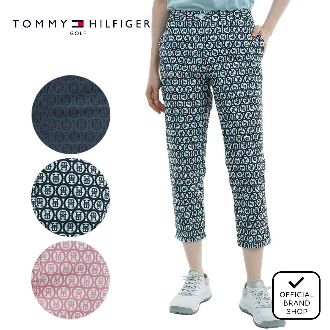 【40%OFF】【正規販売店】[Tommy Hilfiger Golf] シアサッカー モノグラムカプリパンツ ゴルフウェア パンツ ボトムス レディース ゴルフ ウェア ストレッチ ハイテンション ウエストゴム クロップド丈 トミー ヒルフィガー ゴルフ THLA436 ヤマニゴルフ