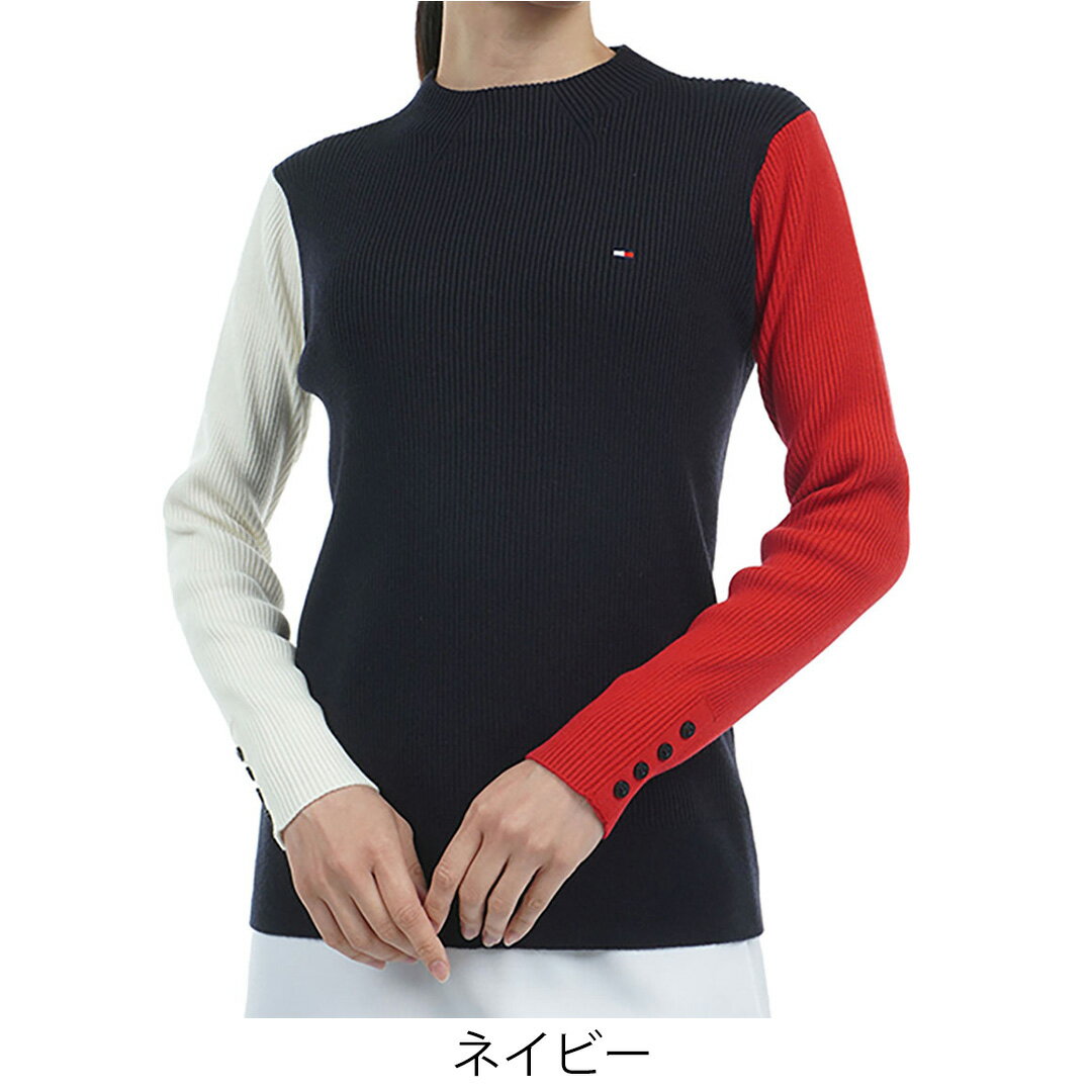 【30%OFF】【正規販売店】[Tommy Hilfiger Golf] リブパネルカラ-　ボトルネックセ-タ- ゴルフウェア セーター ニット レディース ゴルフ ウェア シンプル スポーティー ハイネック 初秋 コーデしやすい トミー・ヒルフィガー THLA451 ヤマニゴルフ