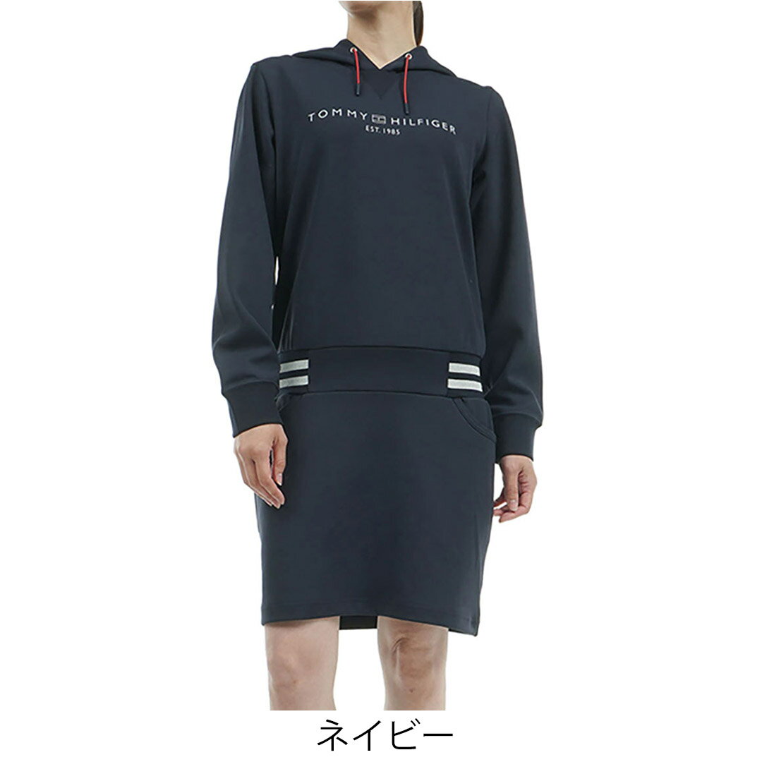 【30%OFF】【正規販売店】[Tommy Hilfiger Golf] ダンボール フーディーワンピ-ス ゴルフウェア ワンピース レディース ゴルフ ウェア シンプル 初秋 秋冬 合わせやすい コーデしやすい 中肉素材 トミー・ヒルフィガー THLA464 ヤマニゴルフ