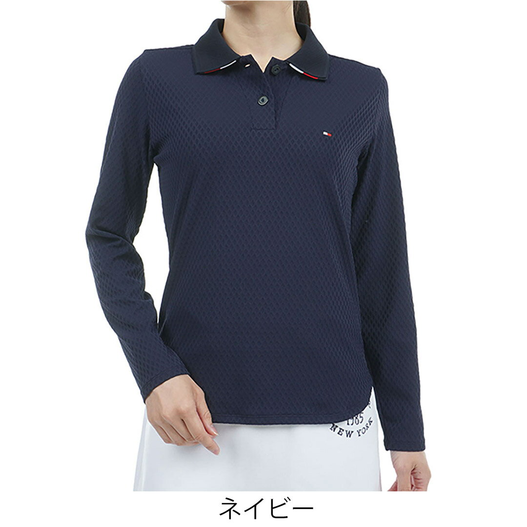 【30%OFF】【正規販売店】[Tommy Hilfiger Golf] リンクスジャガ-ド　長袖ポロシャツ ゴルフウェア ポロシャツ レディース ゴルフ シャツ UVカット 紫外線 涼しい 日よけ 日焼け防止 シンプル 初秋 トミー・ヒルフィガー THLA468 ヤマニゴルフ
