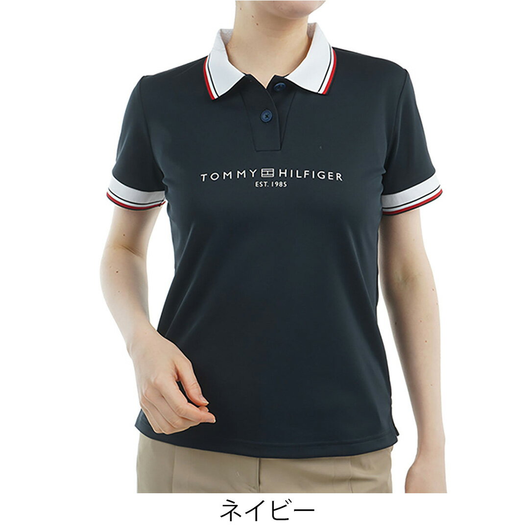 【正規販売店】[Tommy Hilfiger Golf] フロントロゴ ホワイトカラー半袖ポロシャツ ゴルフウェア ポロシャツ レディース ゴルフ シャツ 吸水速乾 通気性 涼しい 速乾 清涼感 UVカット 紫外線 日よけ トミー・ヒルフィガー THLA531 ヤマニゴルフ