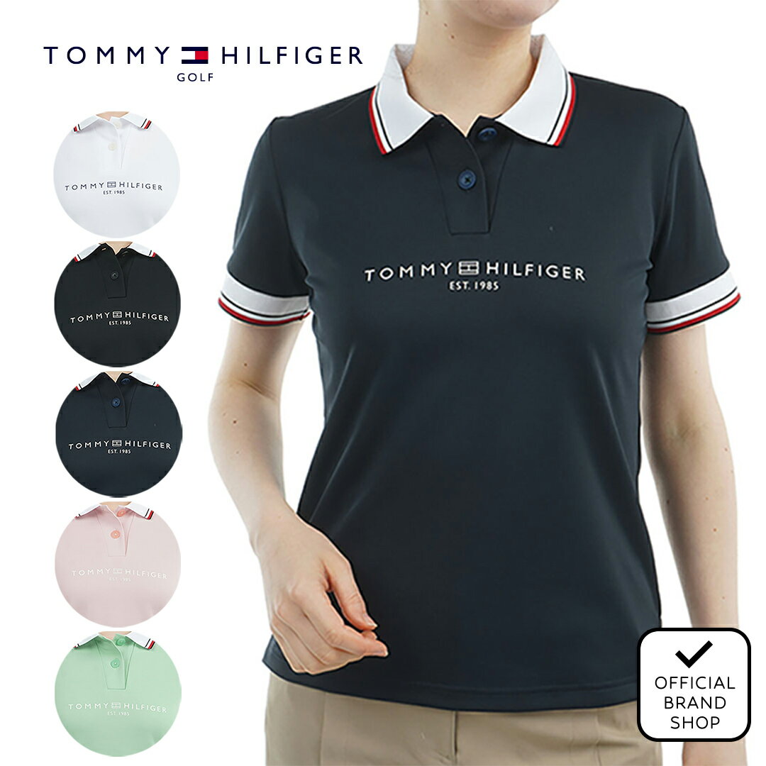 【正規販売店】[Tommy Hilfiger Golf] フロントロゴ ホワイトカラー半袖ポロシャツ ゴルフウェア ポロシャツ レディース ゴルフ シャツ 吸水速乾 通気性 涼しい 速乾 清涼感 UVカット 紫外線 日よけ トミー・ヒルフィガー THLA531 ヤマニゴルフ