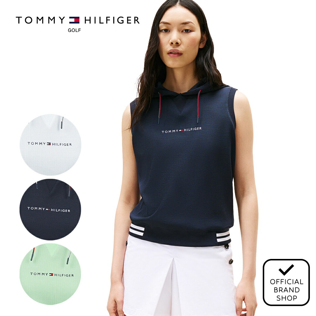 【正規販売店】[Tommy Hilfiger Golf] ワッフル スウェットフーディーベスト ゴルフウェア ベスト レディース ゴルフ ウェア アウター UVカット 紫外線 涼しい 日よけ 日焼け防止 おしゃれ トミー ヒルフィガー ゴルフ THLA551 ヤマニゴルフ