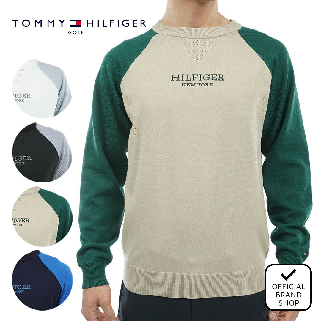 【30%OFF】【正規販売店】[TOMMY HILFIGER GOLF] フロントロゴ クルーネックセーター ゴルフウェア セーター ニット メンズ ゴルフ ウェア おしゃれ 長袖 春夏 トミー・ヒルフィガー THMA401 ヤマニゴルフ