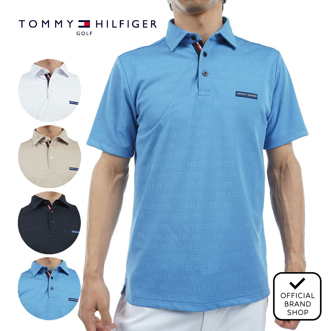 【正規販売店】[TOMMY HILFIGER GOLF] 凹凸ロゴジャガード 半袖シャツ ゴルフウェア Tシャツ メンズ ゴルフ シャツ 吸水速乾 通気性 涼しい 速乾 清涼感 UVカット 紫外線 日よけ 日焼け防止 抗菌防臭 防臭 トミー ヒルフィガー ゴルフ THMA413 ヤマニゴルフ