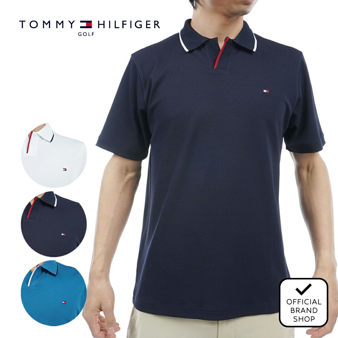 【正規販売店】[TOMMY HILFIGER GOLF] トラックグラフィック 半袖スキッパーシャツ ゴルフウェア Tシャツ メンズ ゴルフ シャツ 吸水速乾 通気性 涼しい 速乾 清涼感 UVカット 紫外線 日よけ 日焼け防止 トミー ヒルフィガー ゴルフ THMA414 ヤマニゴルフ