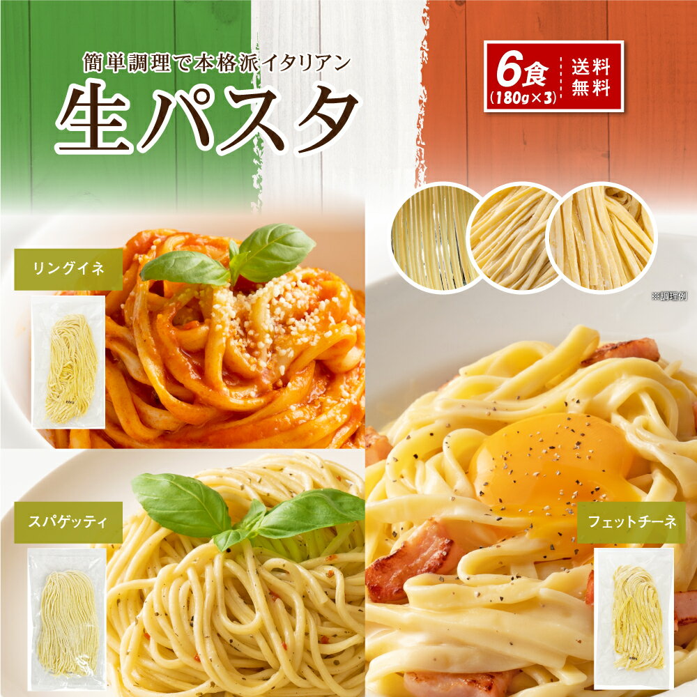 送料無料 生パスタ麺 選べる 6食 フェットチーネ リングイ