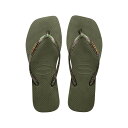 【ビーチサンダル】【スクエアトゥ】havaianas 23SS ハワイアナス スリム スクエア ロゴ メタリック Slim Square Logo Metallic Green 4148257-0869 レディースサンダル グリーン