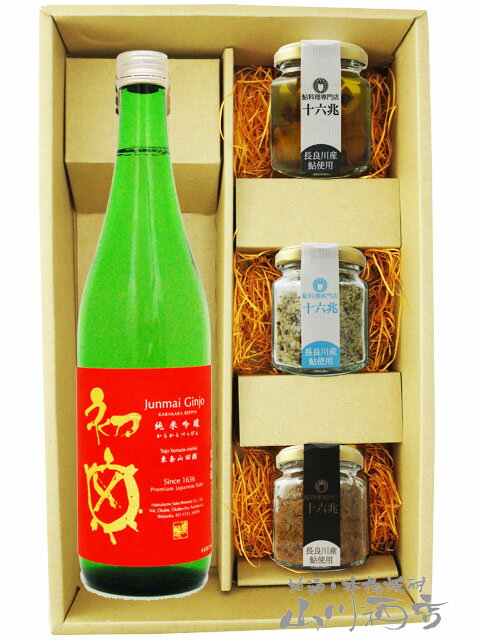 初亀 べっぴん 辛2 ( からから ) 純米吟醸 720ml ＋ 鮎のおつまみ3種セット【 6038 】【 日本酒・おつまみセット 】【 要冷蔵 】【 送料無料 】【 父の日 贈り物 ギフト プレゼント 】