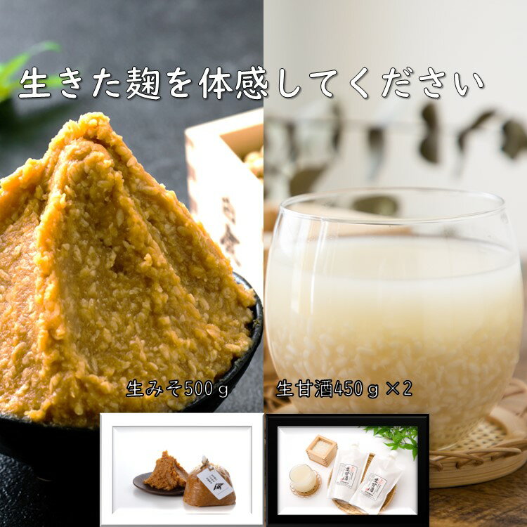 【全品P3倍以上】 発酵食品セット 生甘酒 450g×2 蔵出し味噌 500g 生麹味噌 生甘酒 天然醸造 生糀 麹味噌 減塩 甘さ控えめ 麹甘酒 味噌汁 甘酒 発酵食品 無添加 発酵食品 ノンアルコール