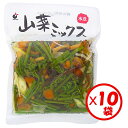 【山菜水煮ミックス】【送料無料】「使いきりパック！ 山菜ミックス80g」×10袋入り【うどん、そば、和え物、炒め物、山菜ごはん、和風パスタ、芋づる、わらび、細竹、えのき茸、きくらげ、なめこ、山菜ミックス 水煮 山菜水煮 山菜の水煮 使い切り 常温保管可】