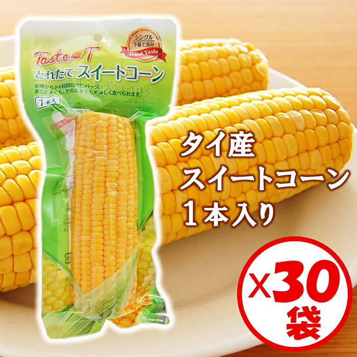【新パッケージ】お得な箱買い「タイ産 スイートコーン 1本入り」×30袋【茹でたてコーンを1本丸ごと真空パック!常温保管OK レトルト とうもろこし 業務用 大量使用に便利な30本 キャンプ バーベキュー BBQ 夏祭り 学祭 文化祭 イベント 鉄板焼 炭火焼 飲食店に人気】