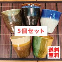 Zen 彩色塗り分け フリーカップ 5個セット 日本製 美濃焼 陶器 おしゃれ カップ コップ タンブラー お茶 ビール ロック 家飲み