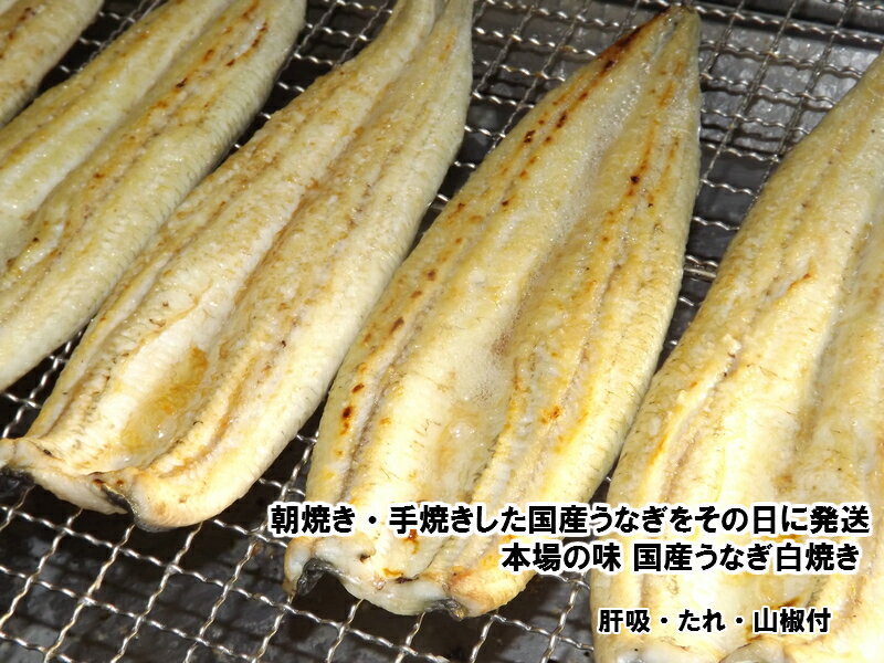 白焼き 鰻 白焼 国産 浜名湖 専門店 朝焼 父の日 御中元 お祝い ギフト お取り寄せ　　うなぎ長白焼4尾セット（100mlたれ2本・肝吸い4食付）