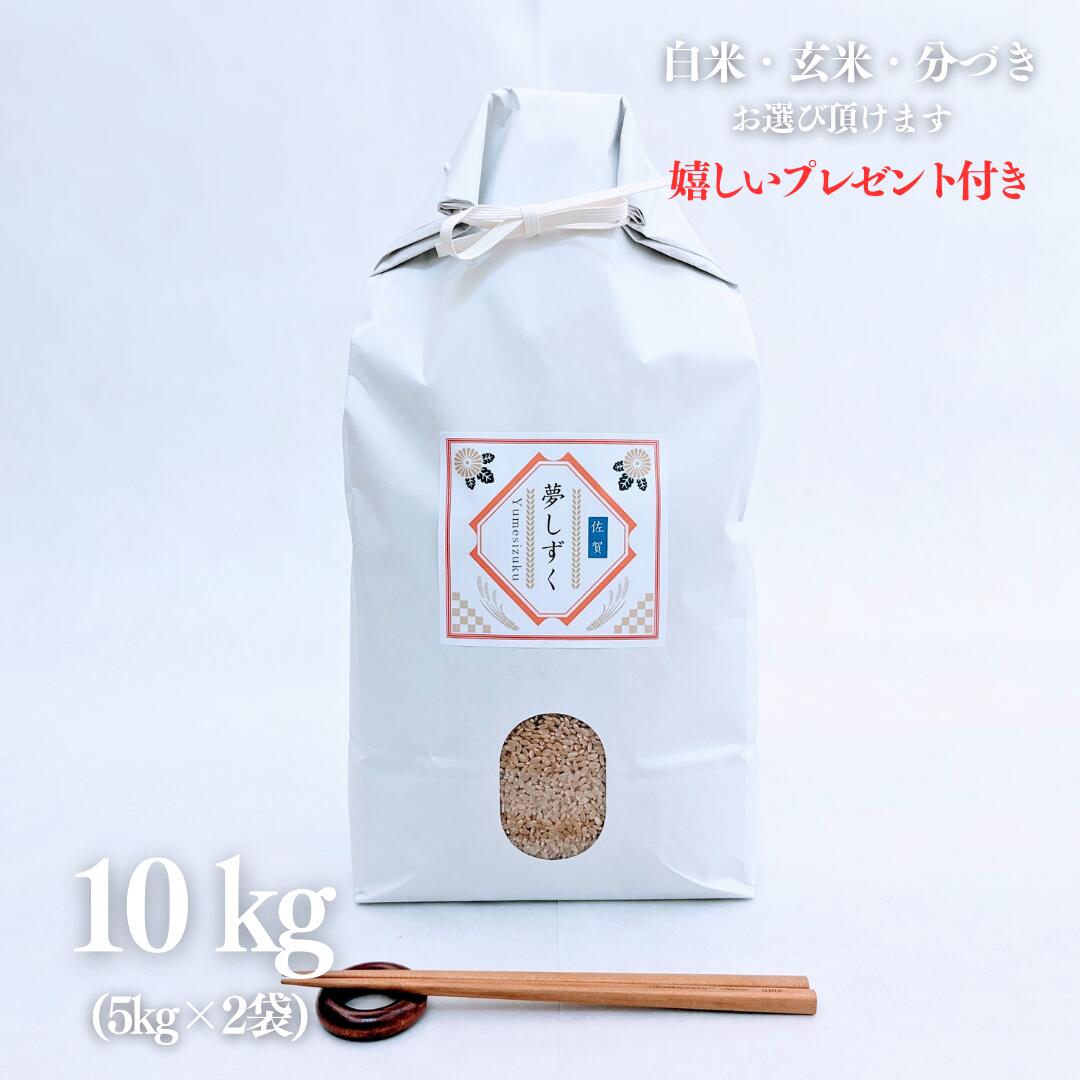 お米 10kg 佐賀県産 夢しずく 玄米 5kg×2袋 令和5年産 精米無料 白米 5分付き 7分付き 紙袋 京都 熨斗無料 グルメ ギフト 嬉しいプレゼント付き 送料無料