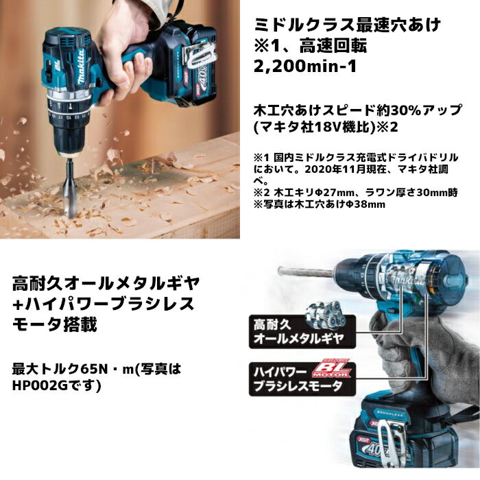 マキタ(makita) DF002GRDX 充電式ドライバドリル (青/黒) 40Vmax バッテリ・充電器付 2