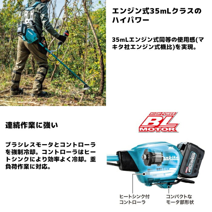 草刈本舗オリジナル MUR013GZ+XGT3 充電式草刈機 バッテリ・充電器セット 1口充電器タイプ 2