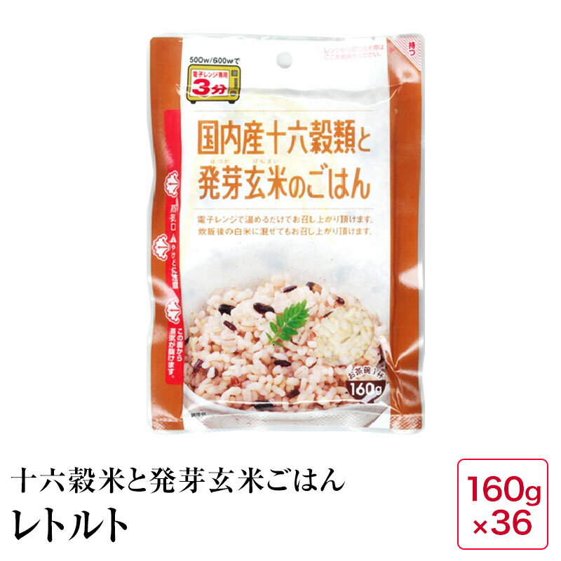 レトルトご飯 国内産十六穀類と発芽玄米のごはん160g 36食入り【04】